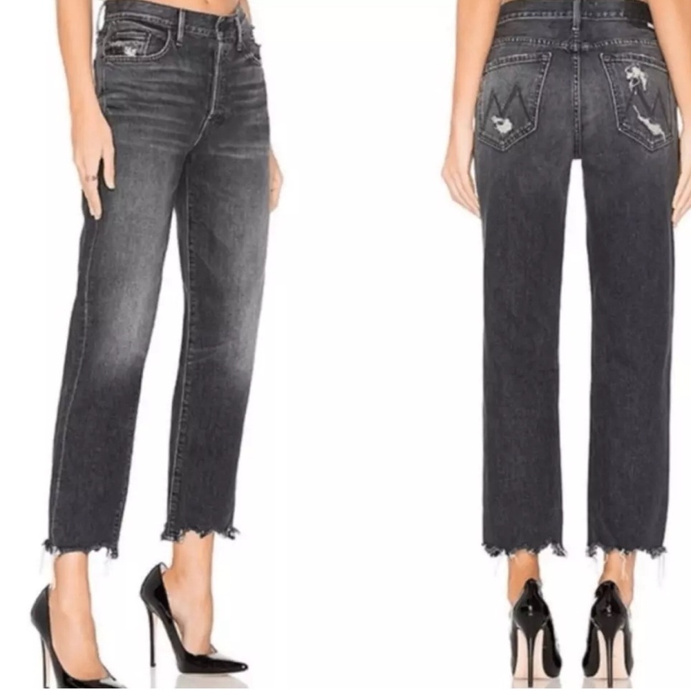 MOTHER The Saint Chew High Rise Jeans | Black Distressed | Size 26
